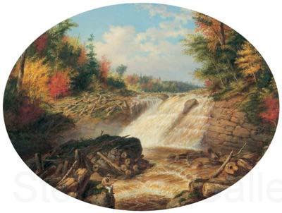 Cornelius Krieghoff A Jam of Saw Logs on the Upper Fall in the Little Shawanagan River [Sic] - 20 Miles Above Three Rivers,